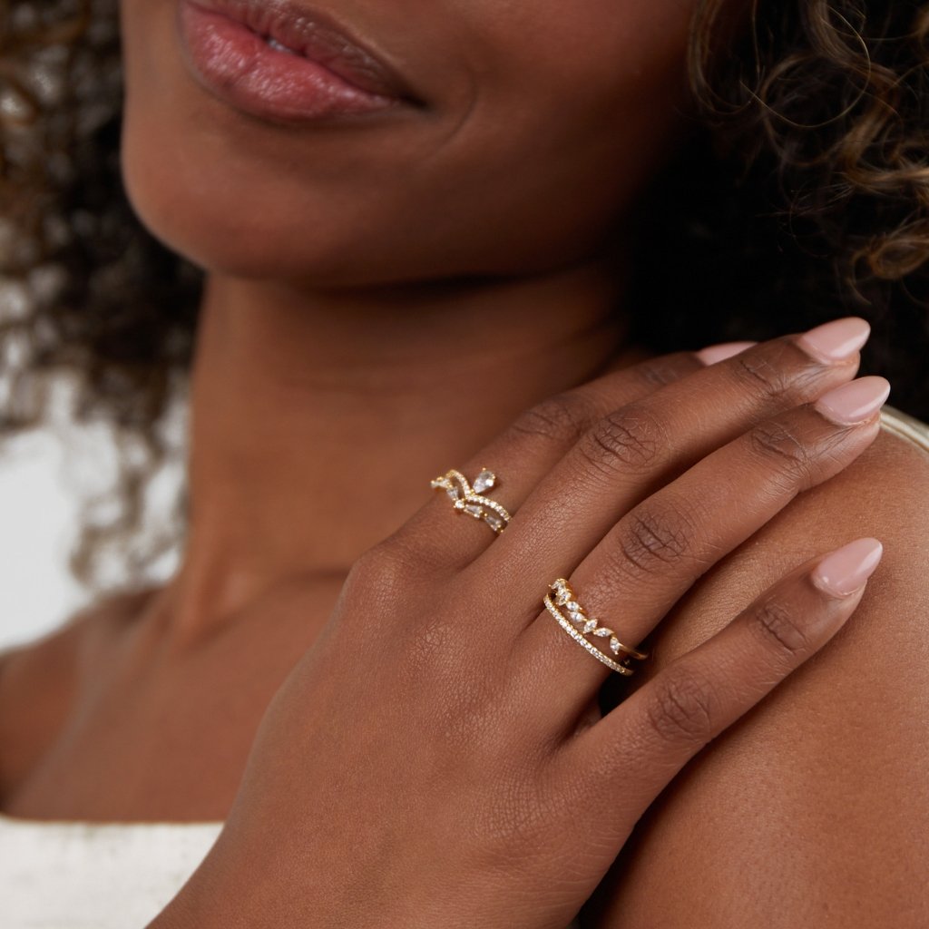 Eleganter Kristall-Goldring
