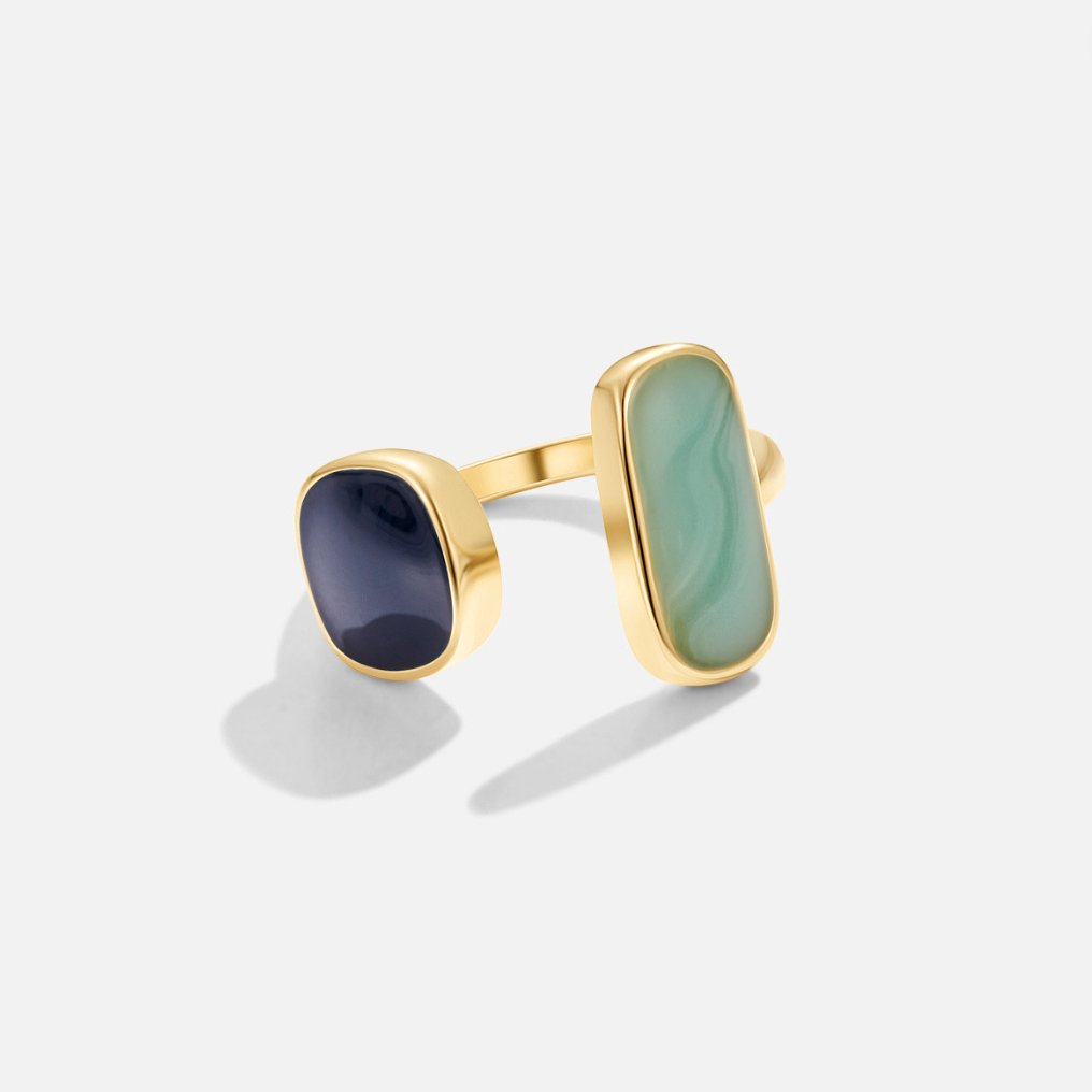 Goldener Wrap-Ring mit Doppelstein