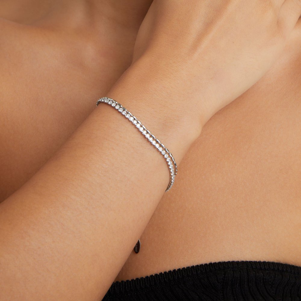 Funkelndes Kristall Silber Armband