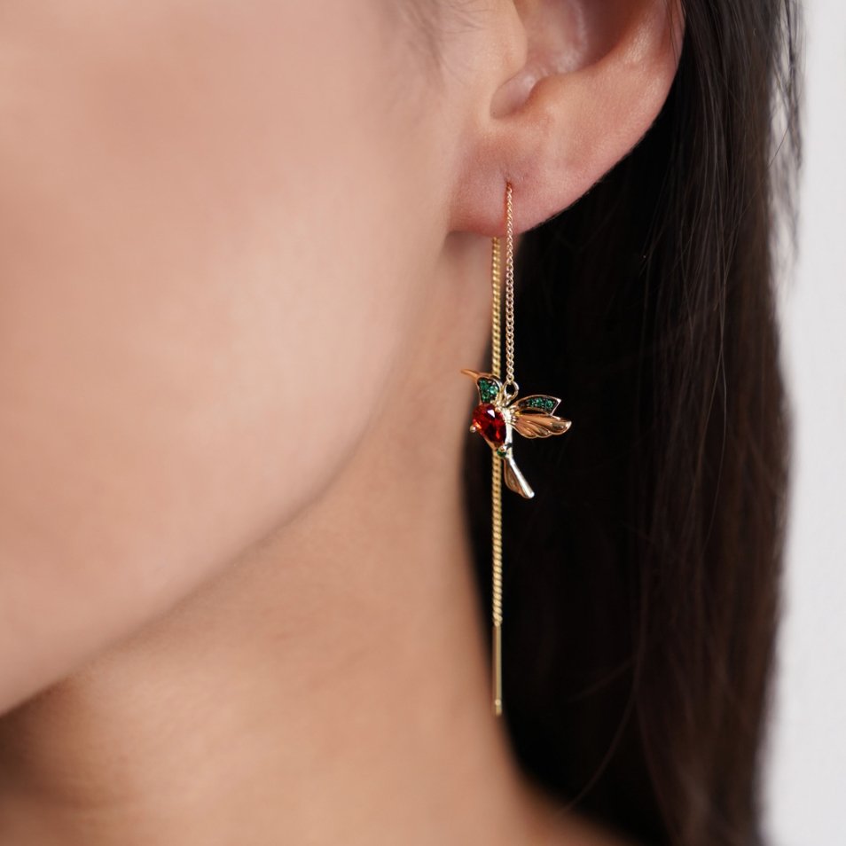 Anmutige Kolibri-Ohrringe in Gold