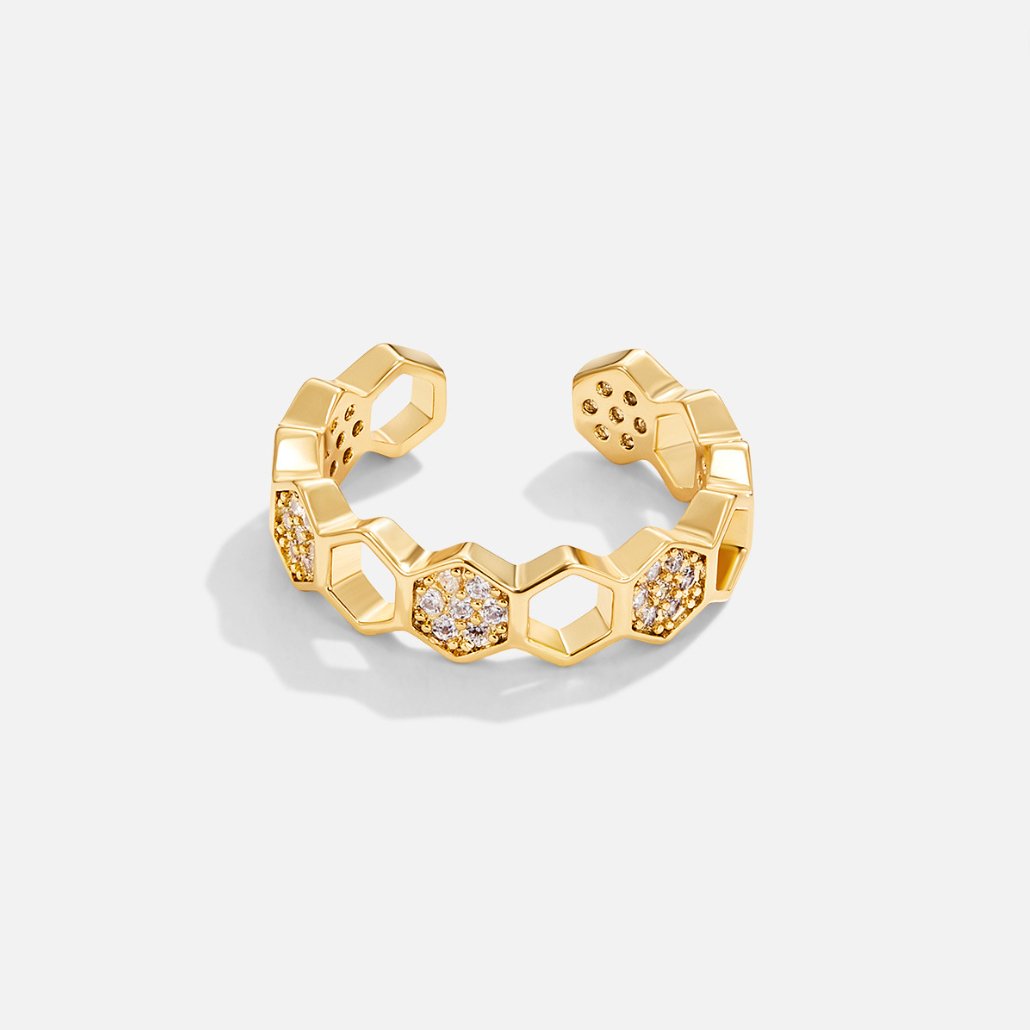 Honigwaben Kristall-Goldring