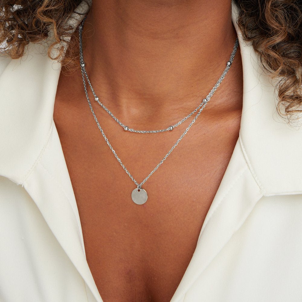 Elegante Silberne Layer-Halskette