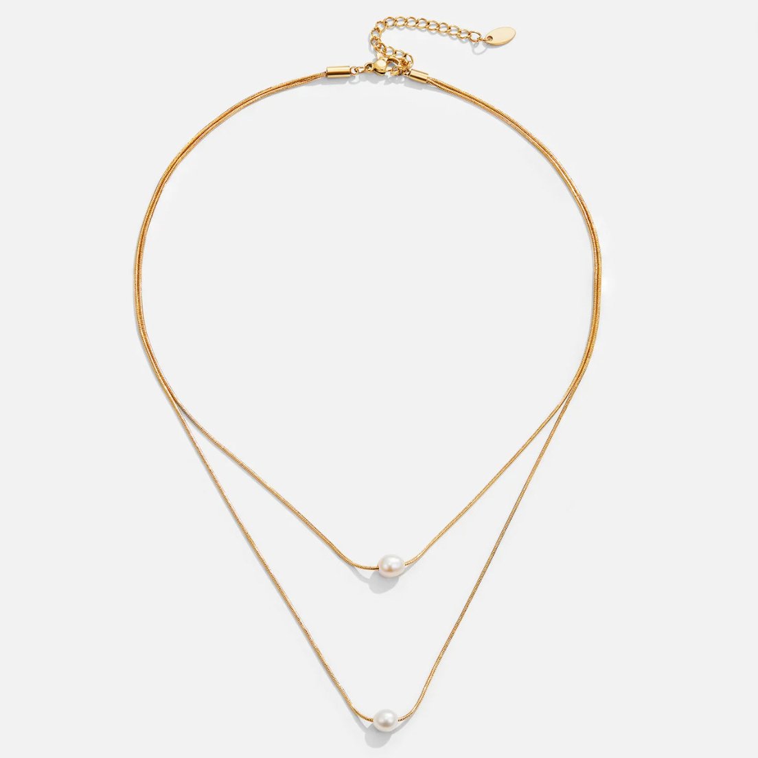 Goldene Doppelkette mit Süßwasserperlen
