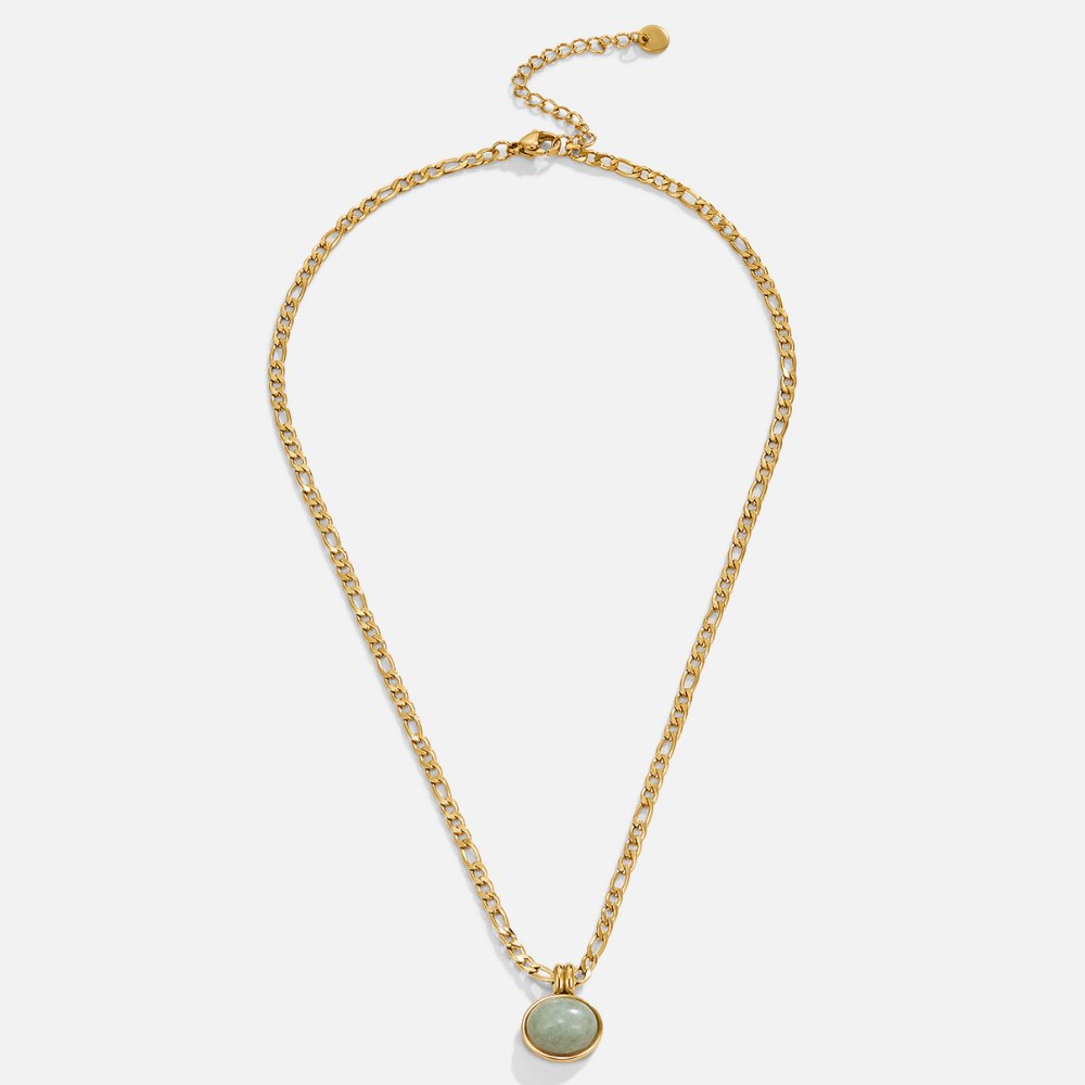 Elegante Goldkette mit Jade-Anhänger
