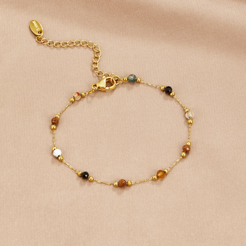 Farbenfrohes Edelstein-Armband in Gold