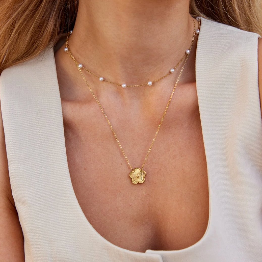 Reine Gold-Perlen Halskette