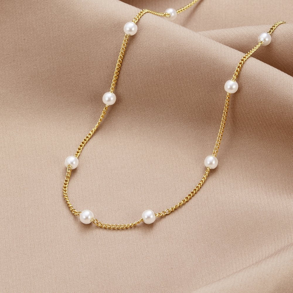 Reine Gold-Perlen Halskette