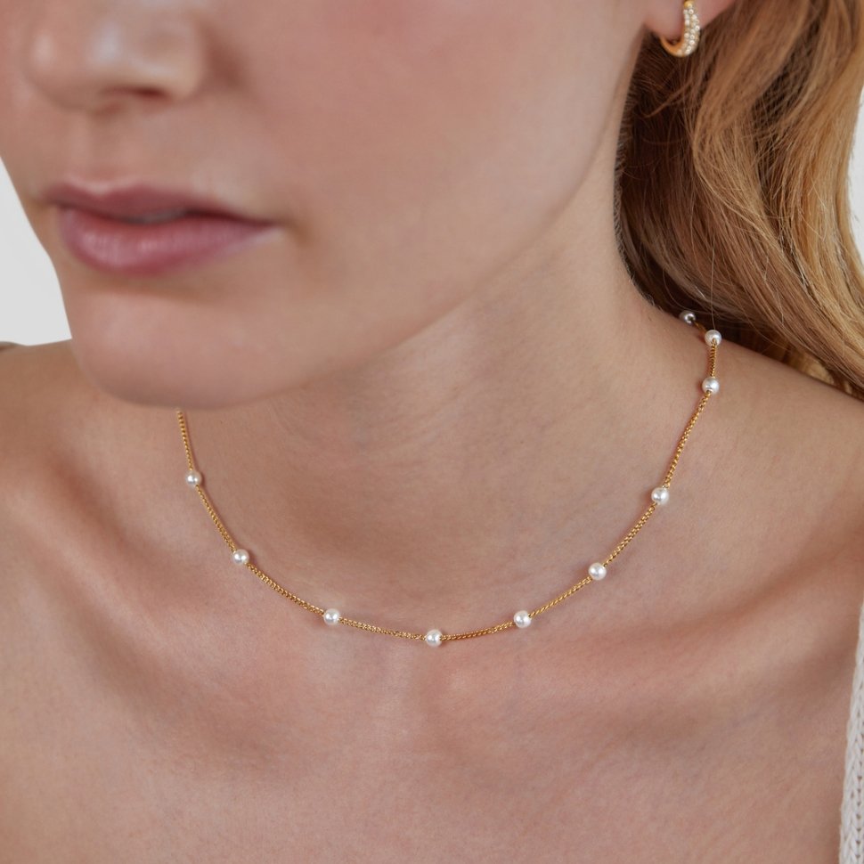 Reine Gold-Perlen Halskette