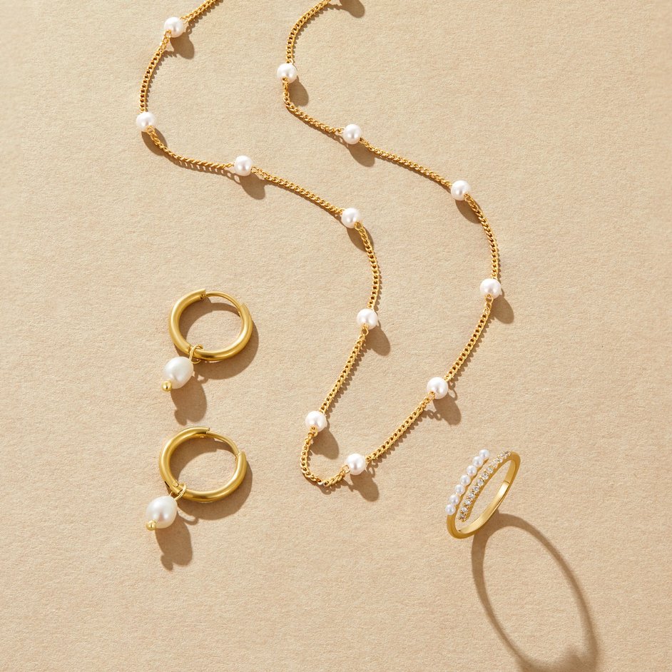 Reine Gold-Perlen Halskette