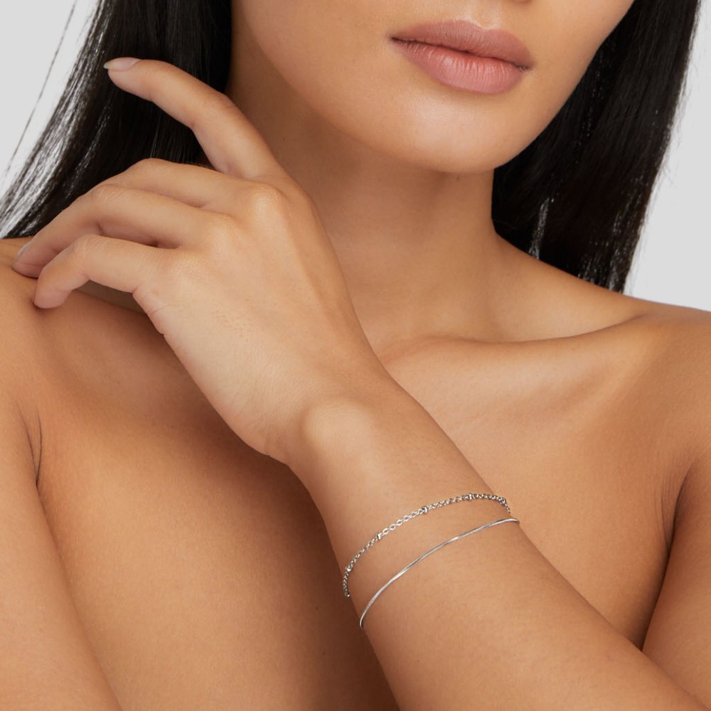 Zartes Geschichtetes Silberarmband