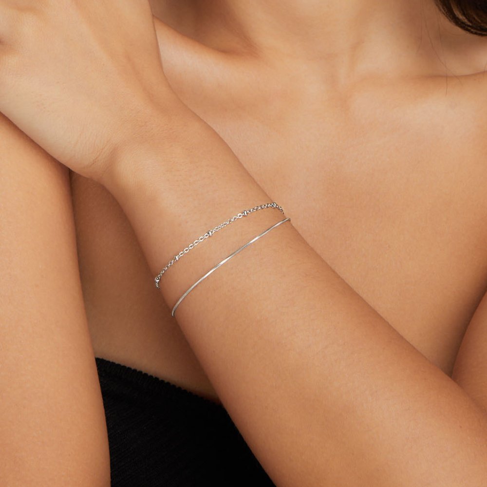 Zartes Geschichtetes Silberarmband