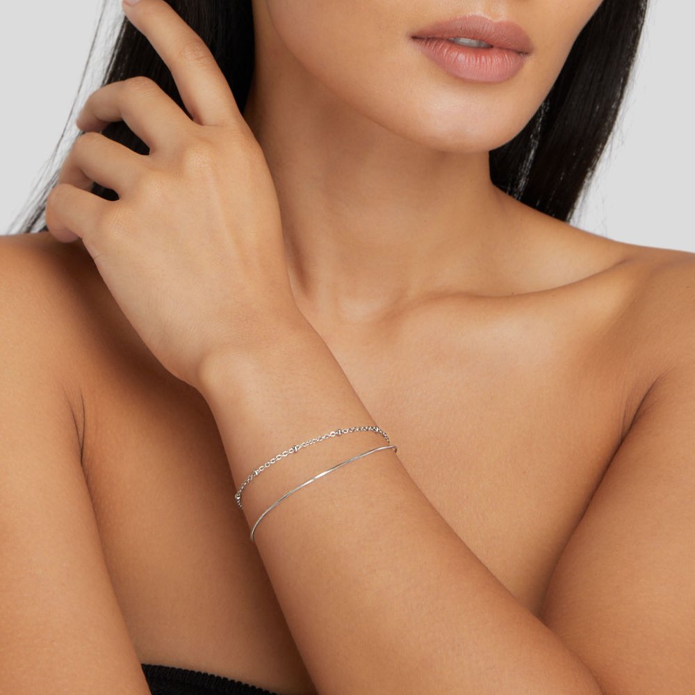 Zartes Geschichtetes Silberarmband