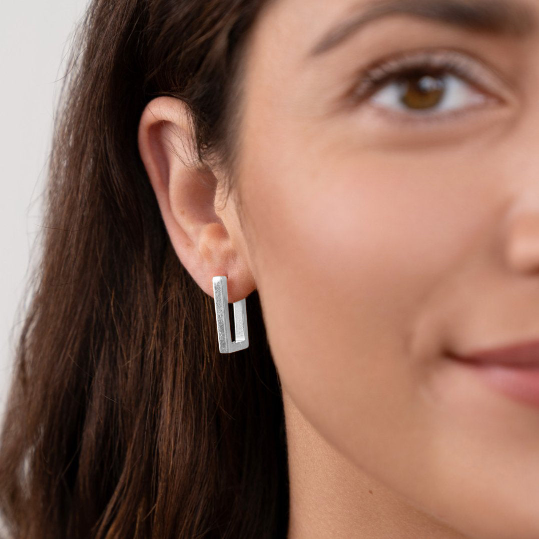 Elegante Rechteck Silber Creolen