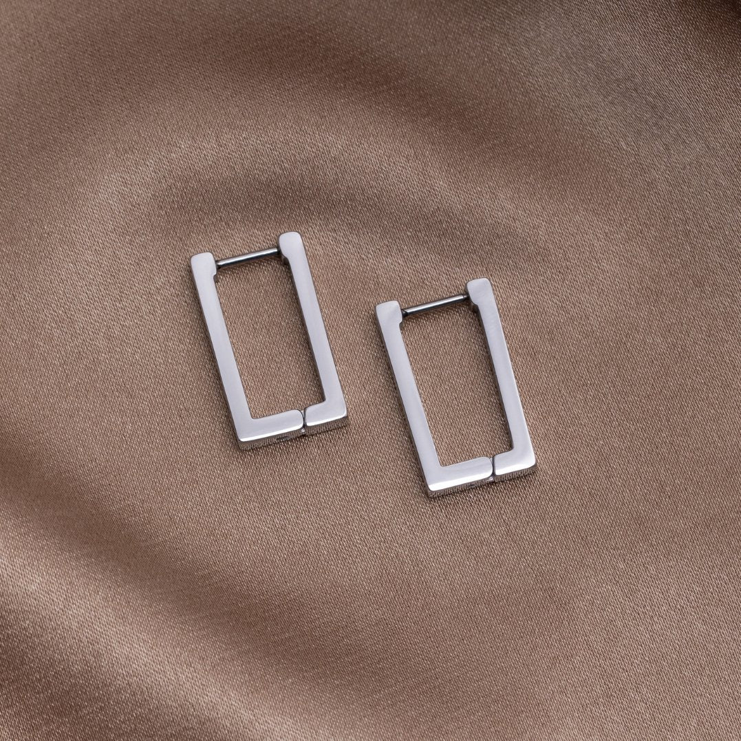 Elegante Rechteck Silber Creolen