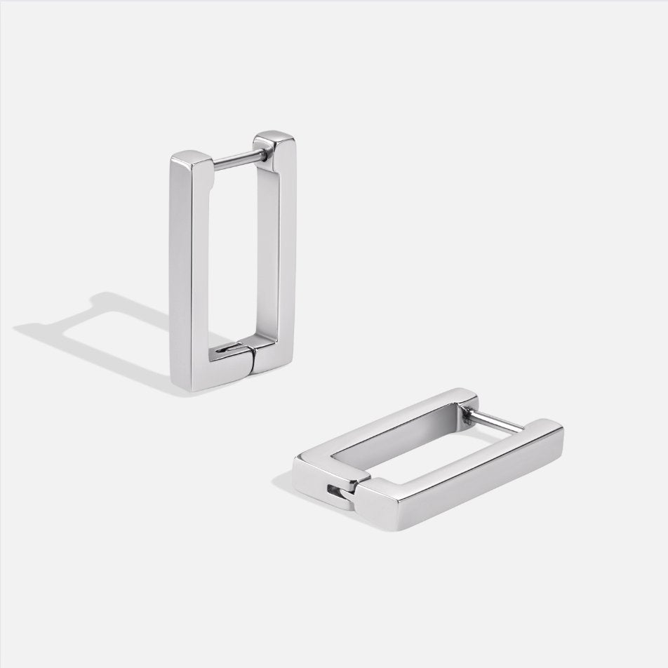 Elegante Rechteck Silber Creolen