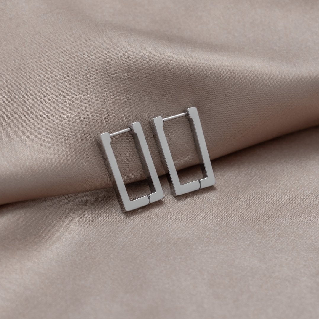 Elegante Rechteck Silber Creolen