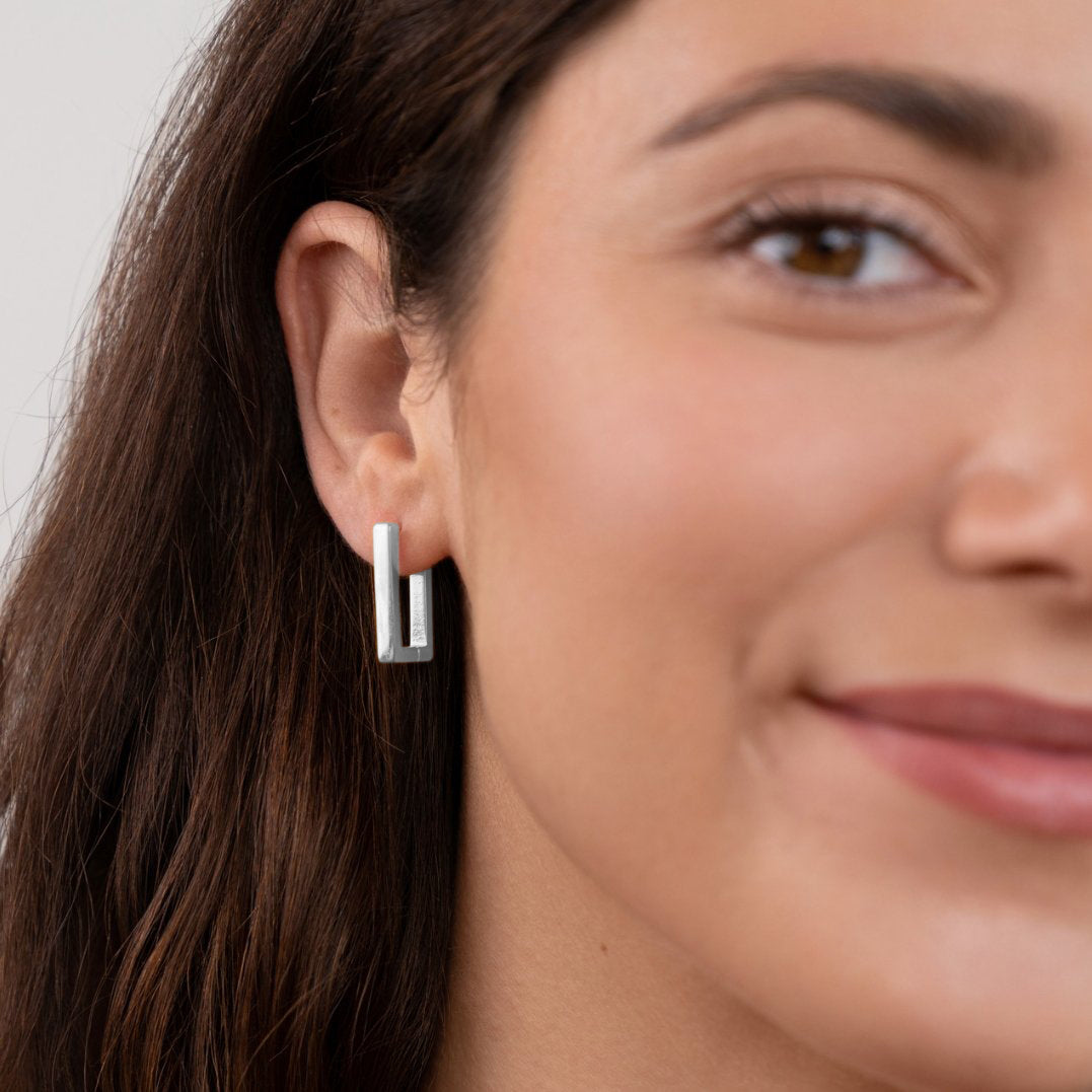 Elegante Rechteck Silber Creolen