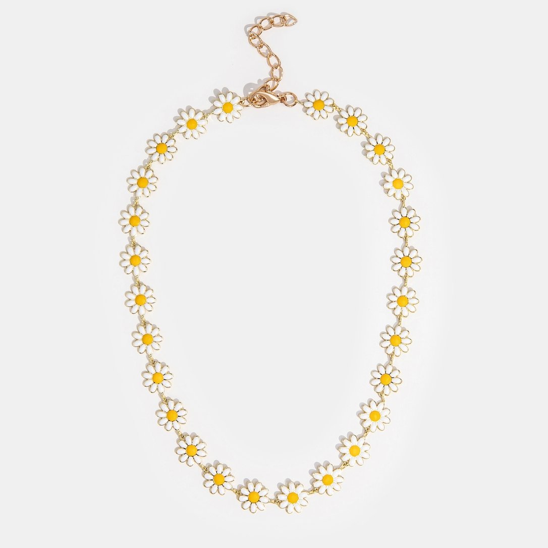 Goldene Halskette mit Gänseblümchenanhängern