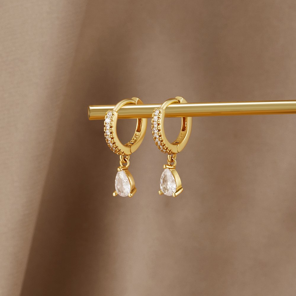 Kristall-Tropfen-Ohrringe in Gold