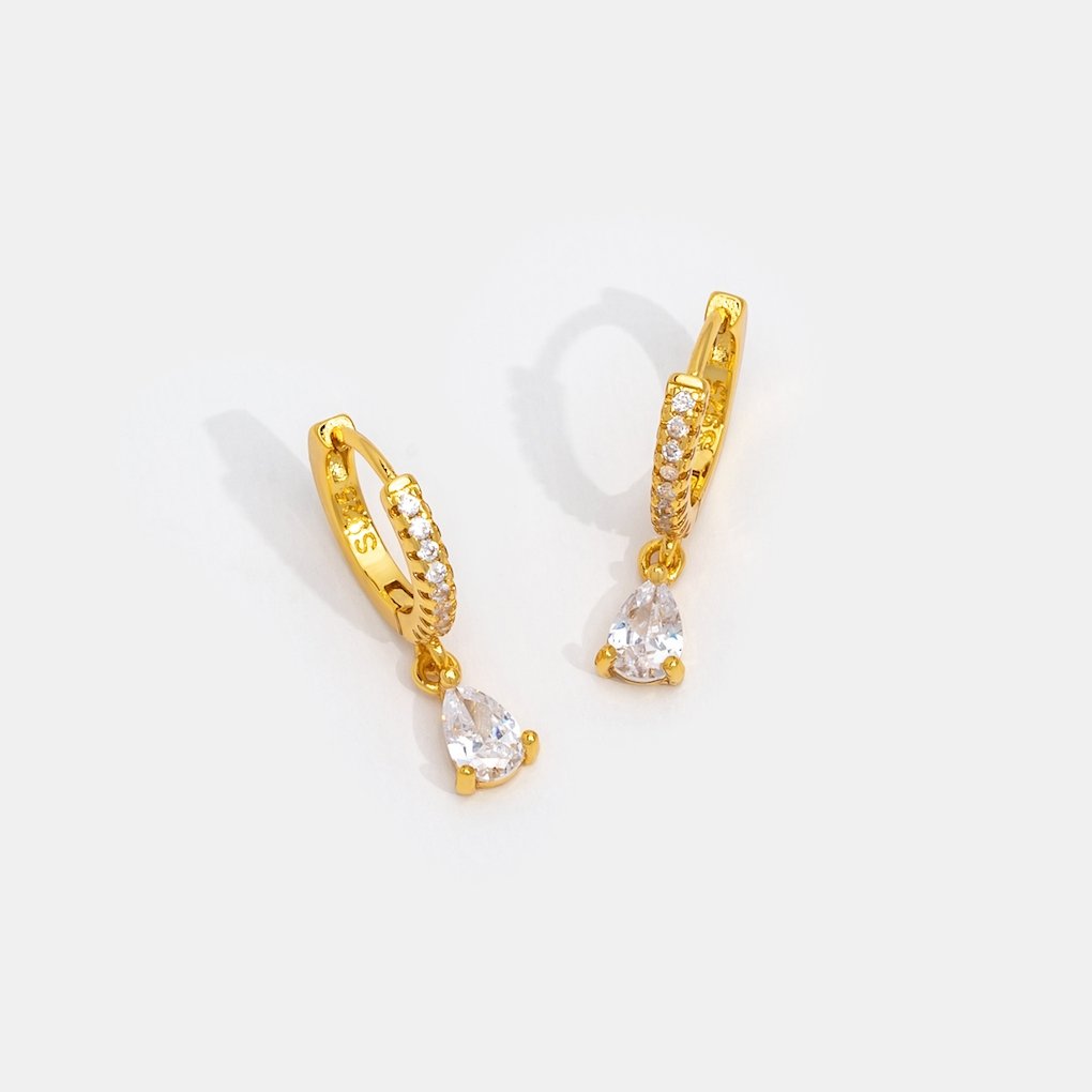 Kristall-Tropfen-Ohrringe in Gold