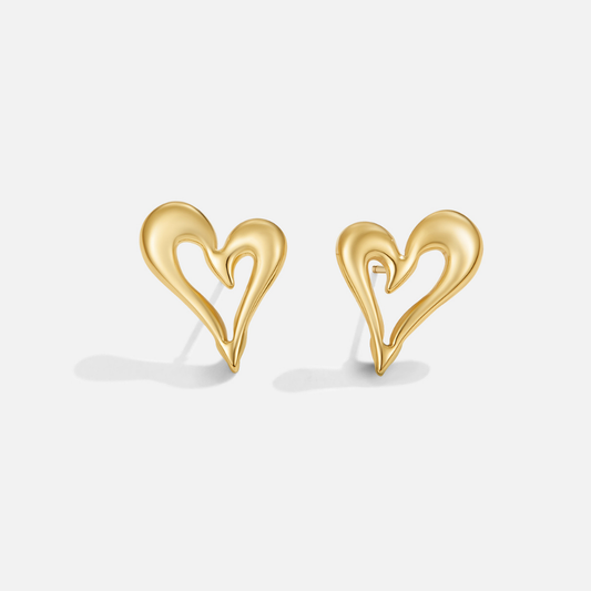 Goldene Herz-Outline Ohrstecker