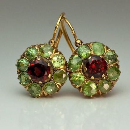 Vintage Edelstein-Cluster-Ohrringe