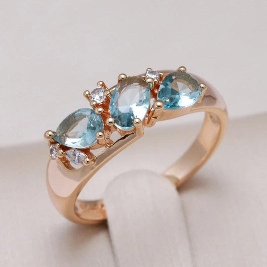 Vintage Goldring mit blauen Zirkonia