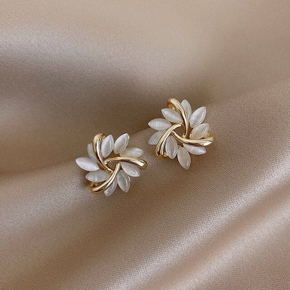 Elegante Blatt Opal Ohrringe