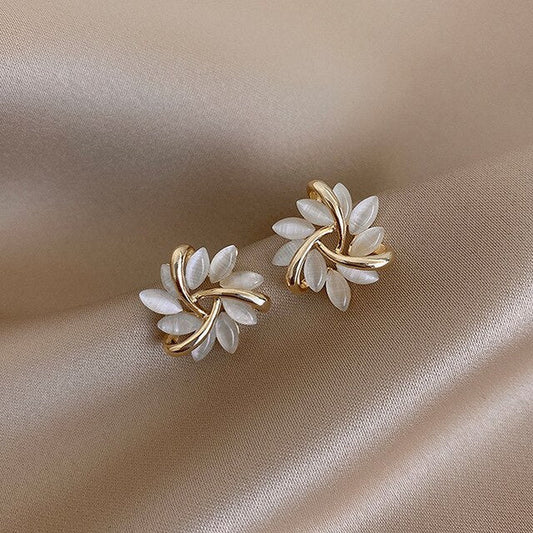 Elegante Blatt Opal Ohrringe