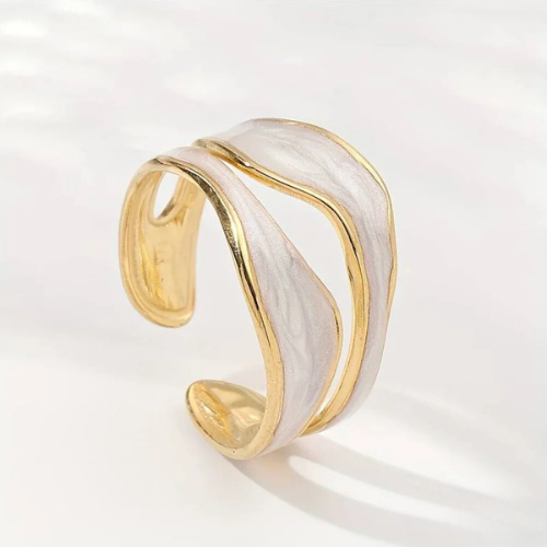 Traumhafter Vintage Weiß-Gold Offener Ring