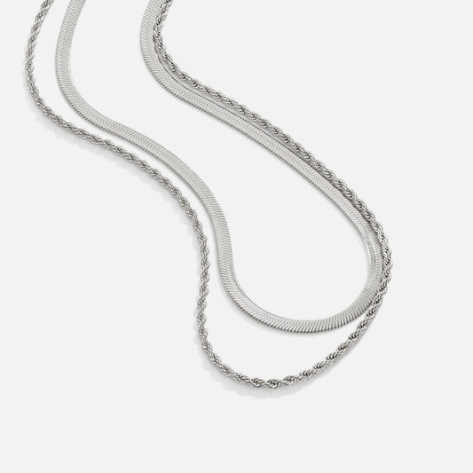 Silberne Layered-Halskette