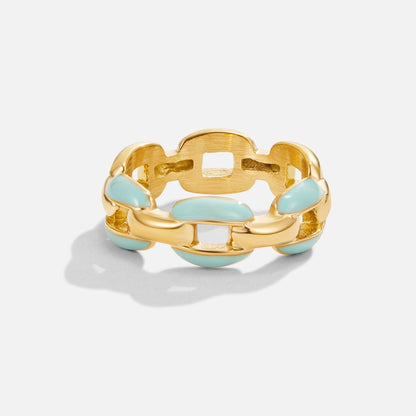 Aqua Blauer Emaille Kettenring