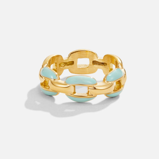 Aqua Blauer Emaille Kettenring