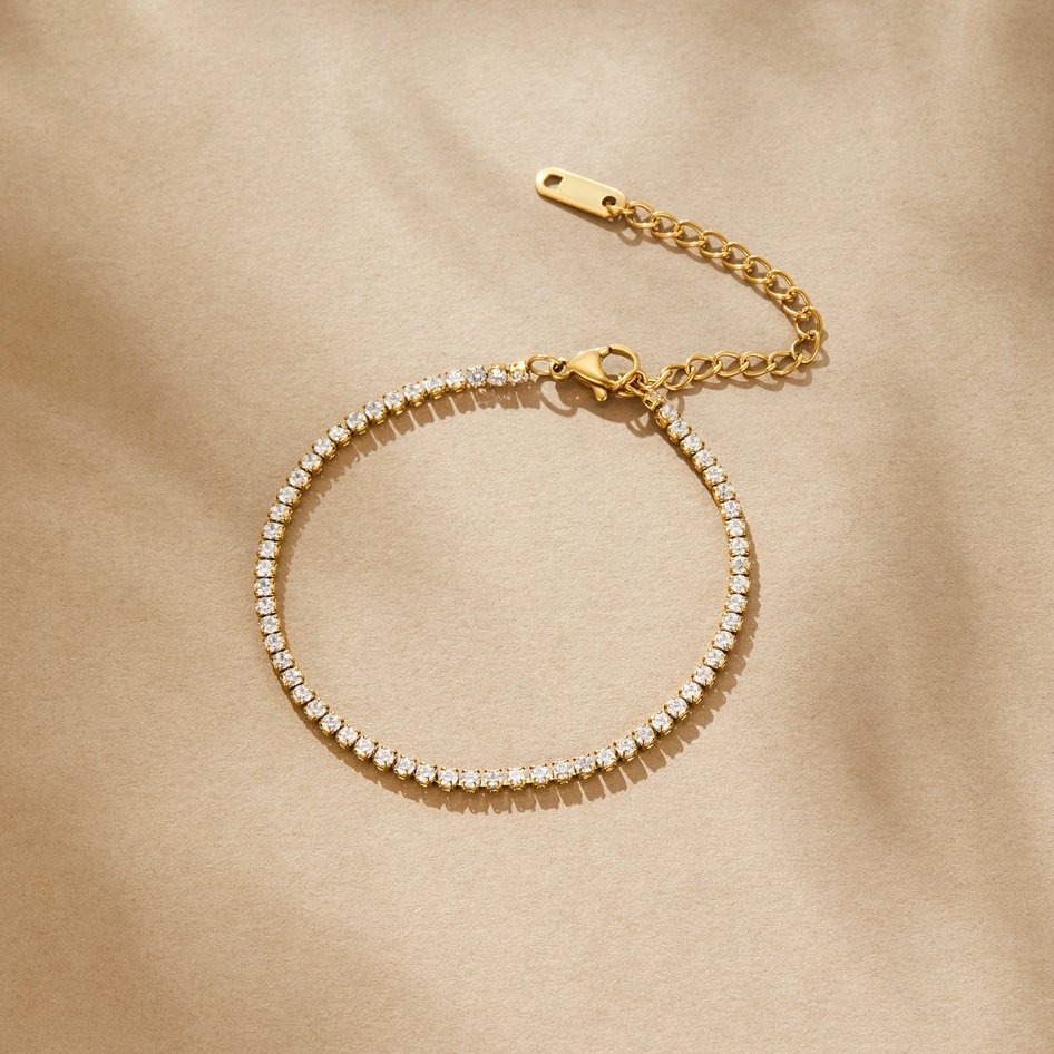 Funkelndes Tennisarmband in Gold