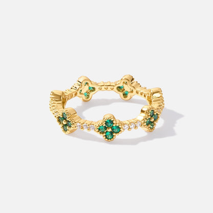Vierblatt-Klee Kristall-Goldring