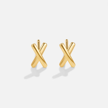 Minimalistische Goldene X-Ohrstecker