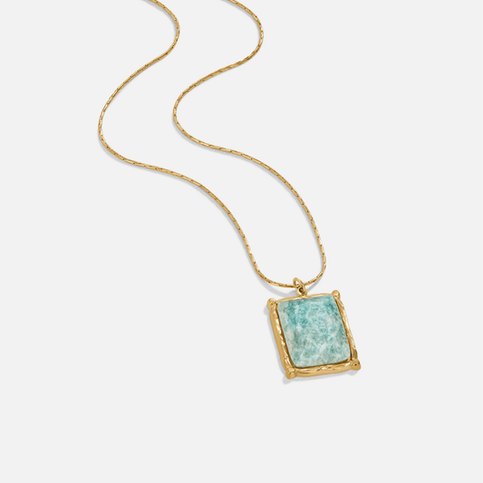 Aqua-Edelstein-Anhänger-Halskette
