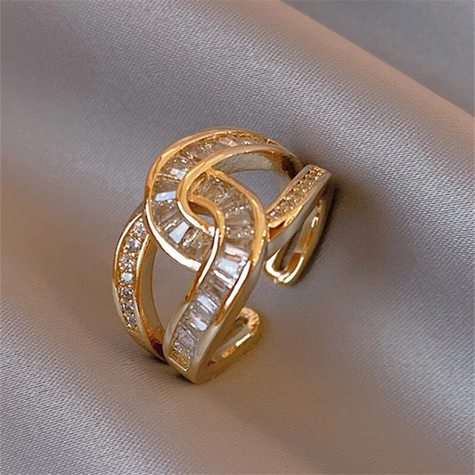 Strahlender Knoten Verstellbarer Goldring