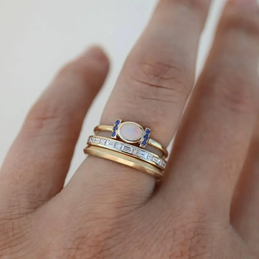 Goldener Opal-Ring-Set