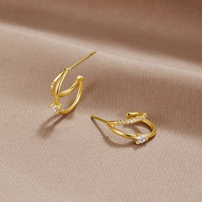 Geschichtete Kristall-Creolen in Gold