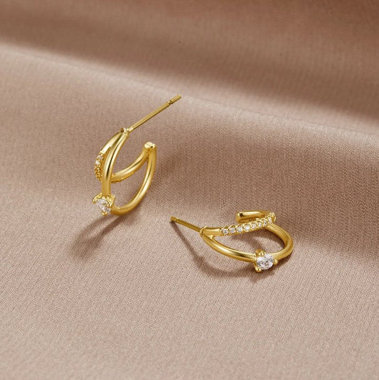 Geschichtete Kristall-Creolen in Gold