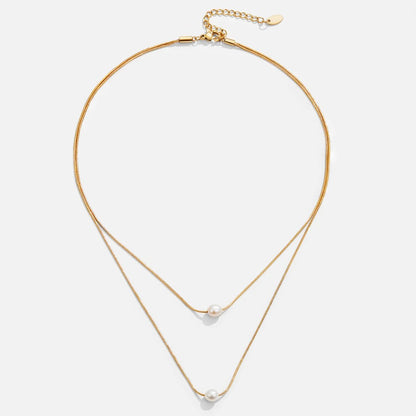 Goldene Doppelkette mit Süßwasserperlen
