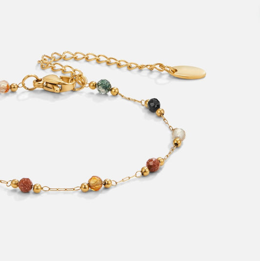 Farbenfrohes Edelstein-Armband in Gold