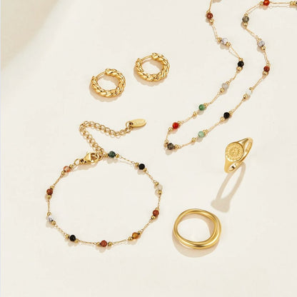 Farbenfrohes Edelstein-Armband in Gold