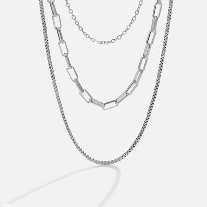 Strahlende Silber Ketten Collier im Lagenlook