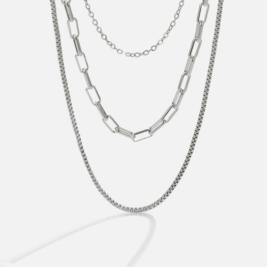 Strahlende Silber Ketten Collier im Lagenlook