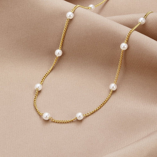 Reine Gold-Perlen Halskette