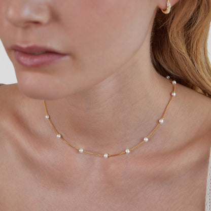 Reine Gold-Perlen Halskette