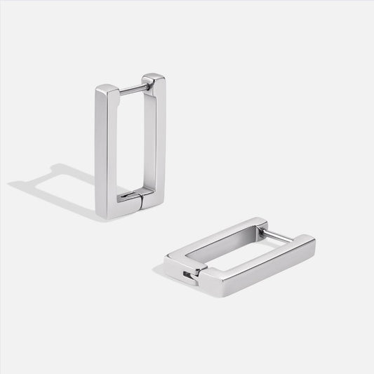 Elegante Rechteck Silber Creolen