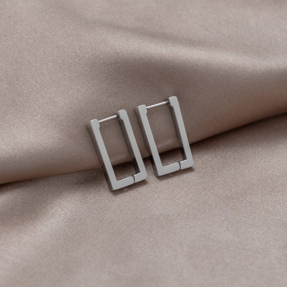 Elegante Rechteck Silber Creolen